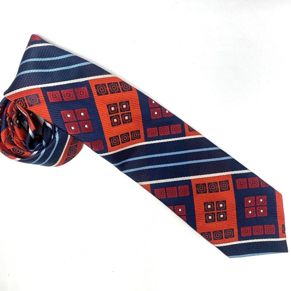 Vintage Tie 60's Wemlon by Wembley Blue Red Geometric Ties Polyester